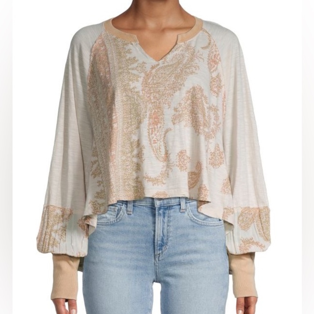 We The Free True Perfection cropped paisley print top in ivory Size XS